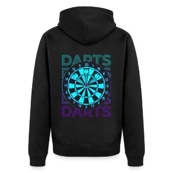 Darts Retro Gift - Unisex Premium Organic Zip Hoodie - black - Back - Nico (187cm)