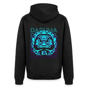 Daruma Puppe Japanische Puppe Retro Geschenk - Unisex Premium Bio Zip Hoodie - Schwarz - Hinten - Nico (187cm)