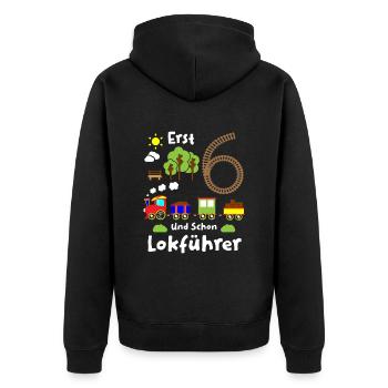 Junge Geburtstag 6 Jahre Zug Eisenbahn Geburtstag - Unisex Premium Bio Zip Hoodie - Schwarz - Hinten - Nico (187cm)