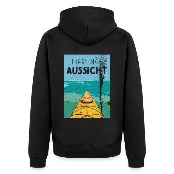 Kajak Kayak Kayakfahrer Ruderer Wassersport - Unisex Premium Bio Zip Hoodie - Schwarz - Hinten - Nico (187cm)