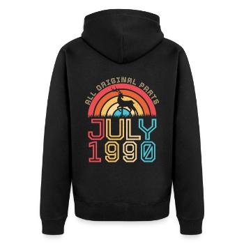 Juli 1990 Retro - Unisex Premium Bio Zip Hoodie - Schwarz - Hinten - Nico (187cm)