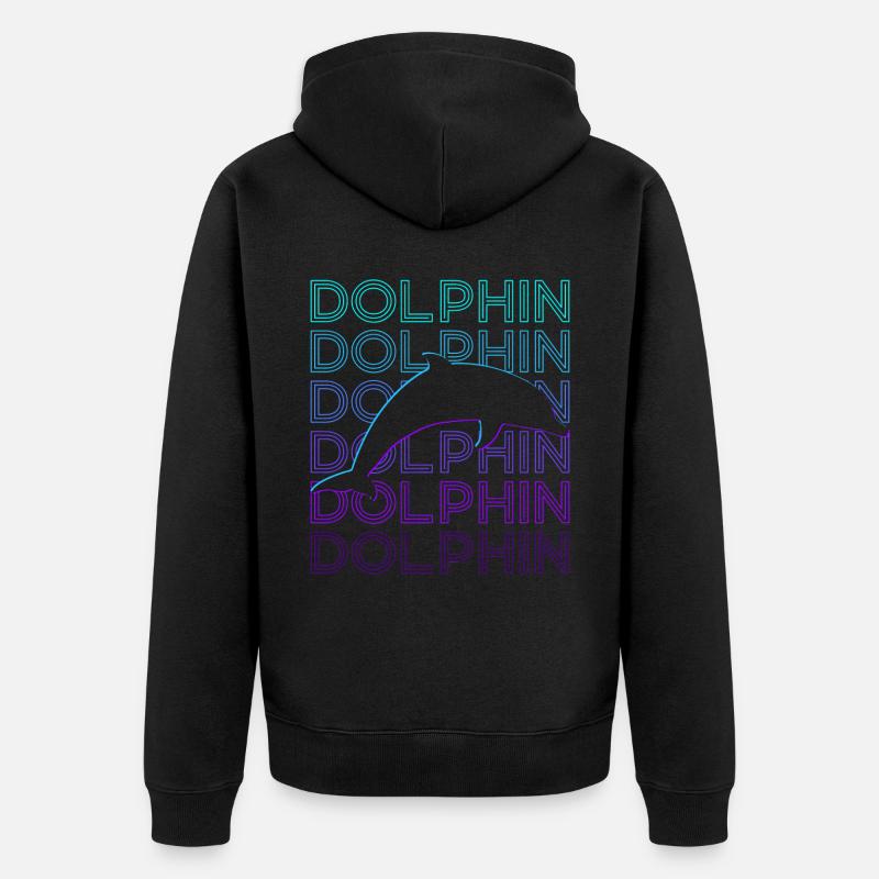 Cadeau rétro dauphin - Veste à capuche bio Premium Unisexe - noir