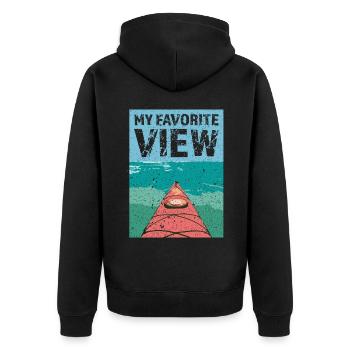 Kajak Kayak Kayakfahrer Rudern Ruderer Geschenk - Unisex Premium Bio Zip Hoodie - Schwarz - Hinten - Nico (187cm)