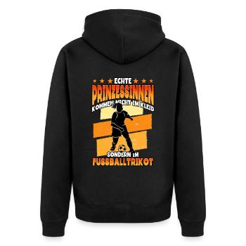 Echte Prinzessinnen Fußballtrikot Fußball Spruch - Unisex Premium Bio Zip Hoodie - Schwarz - Hinten - Nico (187cm)
