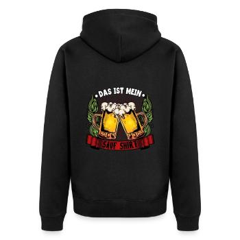 Das ist mein sauf Bier - Unisex Premium Bio Zip Hoodie - Schwarz - Hinten - Nico (187cm)