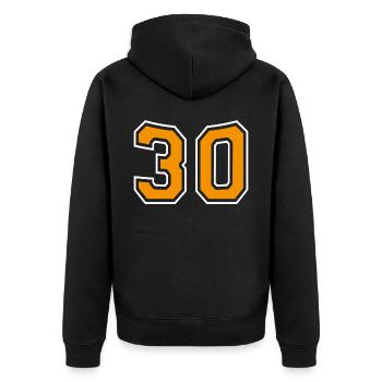 Numéro 30 Orange - Veste à capuche bio Premium Unisexe - noir - Dos - Nico (187cm)