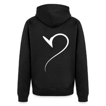 Half Heart White Design - Unisex Premium Organic Zip Hoodie - black - Back - Nico (187cm)