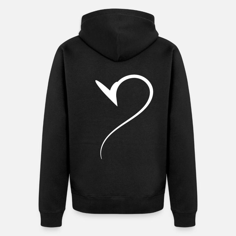 Conception demi-cœur blanc - Veste à capuche bio Premium Unisexe - noir