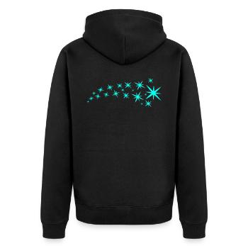 Mintgrün Sterne - Unisex Premium Bio Zip Hoodie - Schwarz - Hinten - Nico (187cm)