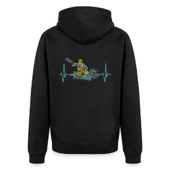 Kayak Kajak Kayakfahren Wildwasser Herzschlag - Unisex Premium Bio Zip Hoodie - Schwarz - Hinten - Nico (187cm)