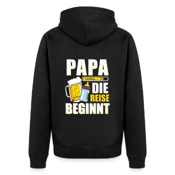 Papa 2022 Loading Werdender Vater Vatertag - Unisex Premium Bio Zip Hoodie - Schwarz - Hinten - Nico (187cm)
