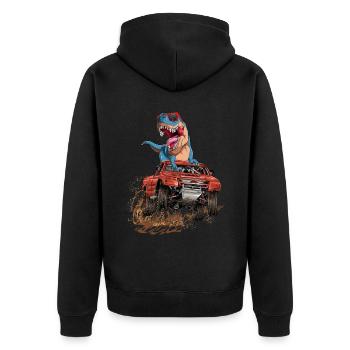 Trex Monster Truck Dirt Race Dinosaurs - Unisex Premium Organic Zip Hoodie - black - Back - Nico (187cm)