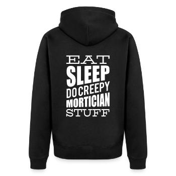 Bestattungsfachkraft Friedhofsgärtner Friedhof - Unisex Premium Bio Zip Hoodie - Schwarz - Hinten - Nico (187cm)