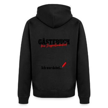 Gästebuch Junggesellinnenabschied - Unisex Premium Bio Zip Hoodie - Schwarz - Hinten - Nico (187cm)
