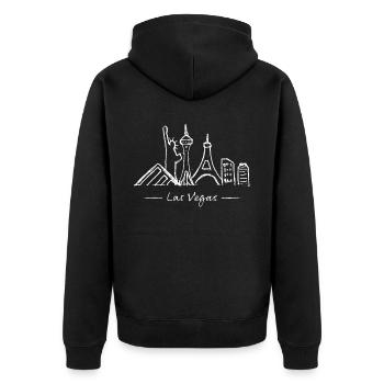 Las Vegas Skyline Silhouette Städtetrip Casino - Unisex Premium Bio Zip Hoodie - Schwarz - Hinten - Nico (187cm)