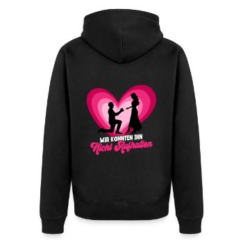 Junggesellenabschied Gruppen Männer - Unisex Premium Bio Zip Hoodie - Schwarz - Hinten - Nico (187cm)