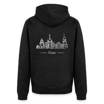 Kiew Skyline Silhouette Städtetrip Ukraine - Unisex Premium Bio Zip Hoodie - Schwarz - Hinten - Nico (187cm)