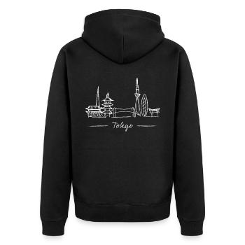 Tokyo Skyline Silhouette Städtetrip Japan Geschenk - Unisex Premium Bio Zip Hoodie - Schwarz - Hinten - Nico (187cm)