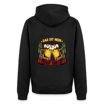 Das ist mein sauf Bier - Unisex Premium Bio Zip Hoodie - Schwarz - Hinten - Nico (187cm)