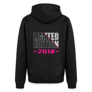 Limited Edition 2018 - Unisex Premium Bio Zip Hoodie - Schwarz - Hinten - Nico (187cm)