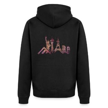 Las Vegas Skyline Silhouette Städtetrip Casino - Unisex Premium Bio Zip Hoodie - Schwarz - Hinten - Nico (187cm)