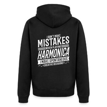 Harmonica player Musical instrument Harmonica - Unisex Premium Organic Zip Hoodie - black - Back - Nico (187cm)