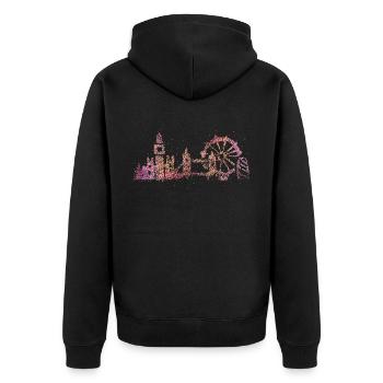 London Skyline Silhouette Städtetrip Londoner - Unisex Premium Bio Zip Hoodie - Schwarz - Hinten - Nico (187cm)