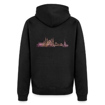 Istanbul Skyline Silhouette Städtetrip Türkei - Unisex Premium Bio Zip Hoodie - Schwarz - Hinten - Nico (187cm)