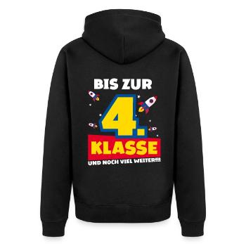 Bis Zur 4. Klasse und noch viel weiter Rakete - Unisex Premium Bio Zip Hoodie - Schwarz - Hinten - Nico (187cm)