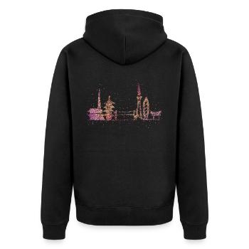 Tokyo Skyline Silhouette Städtetrip Japan Geschenk - Unisex Premium Bio Zip Hoodie - Schwarz - Hinten - Nico (187cm)