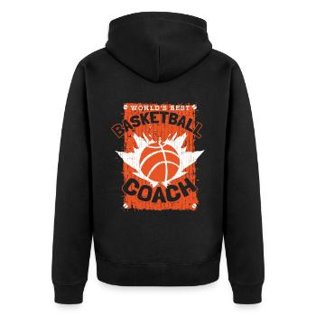 Basketballtrainer Basketball Trainer Coach - Unisex Premium Bio Zip Hoodie - Schwarz - Hinten - Nico (187cm)