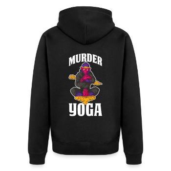 Murder Yoga BJJ Jiu Jitsu Geschenk - Unisex Premium Bio Zip Hoodie - Schwarz - Hinten - Nico (187cm)