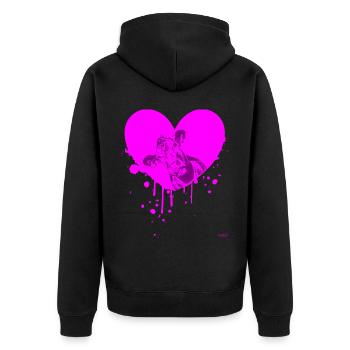 2reborn Blue Cow Kuh Tier Animal Cowanimal Herz - Unisex Premium Bio Zip Hoodie - Schwarz - Hinten - Nico (187cm)