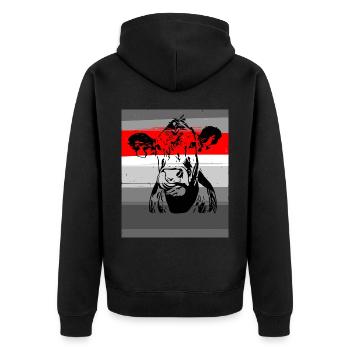 2reborn Cow Kuh Tier Animal Cowanimal - Unisex Premium Bio Zip Hoodie - Schwarz - Hinten - Nico (187cm)