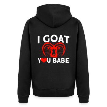 Vintage Retro Ziegenzüchter Ziege Ziegenliebhaber - Unisex Premium Bio Zip Hoodie - Schwarz - Hinten - Nico (187cm)