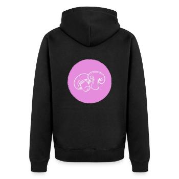 Pilze - Unisex Premium Bio Zip Hoodie - Schwarz - Hinten - Nico (187cm)