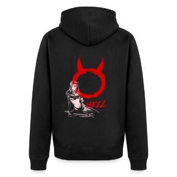 2reborn Hell Girl sexy devil demon bikini pinup 2 - Unisex Premium Bio Zip Hoodie - Schwarz - Hinten - Nico (187cm)