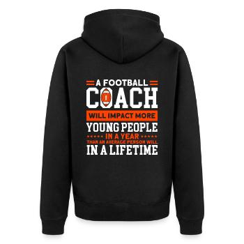 Football Trainer beeinflussen junge Menschen - Unisex Premium Bio Zip Hoodie - Schwarz - Hinten - Nico (187cm)