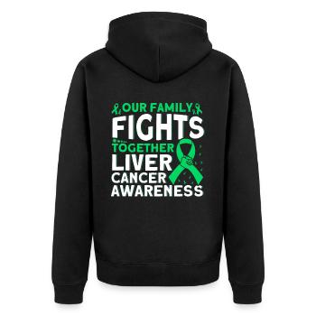 Our family fights liver cancer together - Unisex Premium Organic Zip Hoodie - black - Back - Nico (187cm)