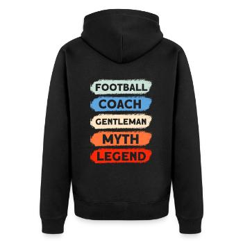 Football Trainer Gentleman Mythos Legende - Unisex Premium Bio Zip Hoodie - Schwarz - Hinten - Nico (187cm)