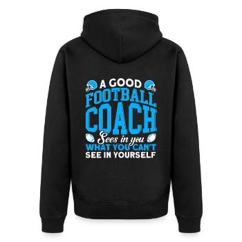 Ein guter Football Trainer - Unisex Premium Bio Zip Hoodie - Schwarz - Hinten - Nico (187cm)