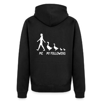 Ich Meine Follower Gänse Liebhaber Gans Züchter - Unisex Premium Bio Zip Hoodie - Schwarz - Hinten - Nico (187cm)