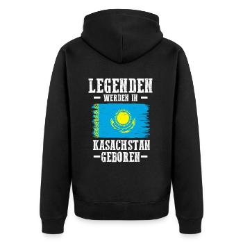 Kasachstan Kasache Kasachisches - Unisex Premium Bio Zip Hoodie - Schwarz - Hinten - Nico (187cm)