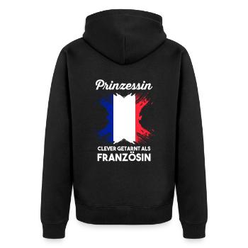 Prinzessin Franzose Französisches Frankreich - Unisex Premium Bio Zip Hoodie - Schwarz - Hinten - Nico (187cm)
