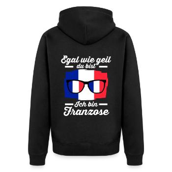 Franzose Französisches Frankreich - Unisex Premium Bio Zip Hoodie - Schwarz - Hinten - Nico (187cm)