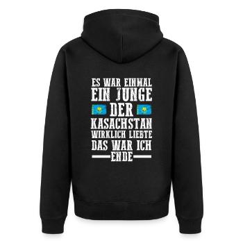 Kasachstan Kasache Kasachisches - Unisex Premium Bio Zip Hoodie - Schwarz - Hinten - Nico (187cm)