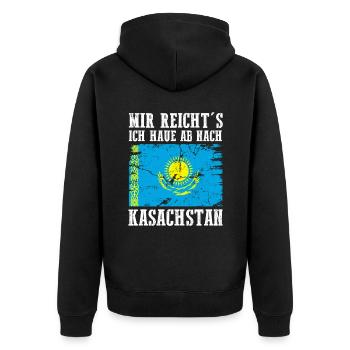 Kasachstan Kasache Kasachisches - Unisex Premium Bio Zip Hoodie - Schwarz - Hinten - Nico (187cm)