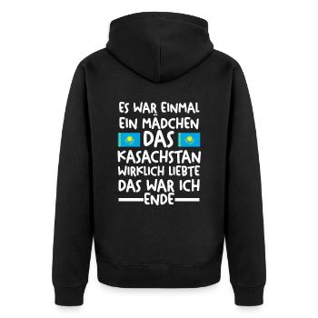 Kasachstan Kasache Kasachisches - Unisex Premium Bio Zip Hoodie - Schwarz - Hinten - Nico (187cm)