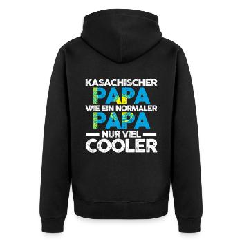 Kasachstanischer Papa Vater Kasache Kasachstan - Unisex Premium Bio Zip Hoodie - Schwarz - Hinten - Nico (187cm)