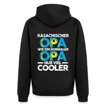 Kasachstanischer Opa Kasache Kasachstan - Unisex Premium Bio Zip Hoodie - Schwarz - Hinten - Nico (187cm)